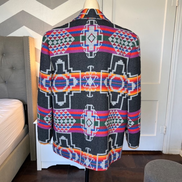 Vintage 90s Pendleton Knockabouts Aztec Southwest Tribal Wool Blazer Coat - L - Picture 2 of 5